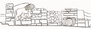 Drawing of the Lion Gate - L. Delaporte, 1940